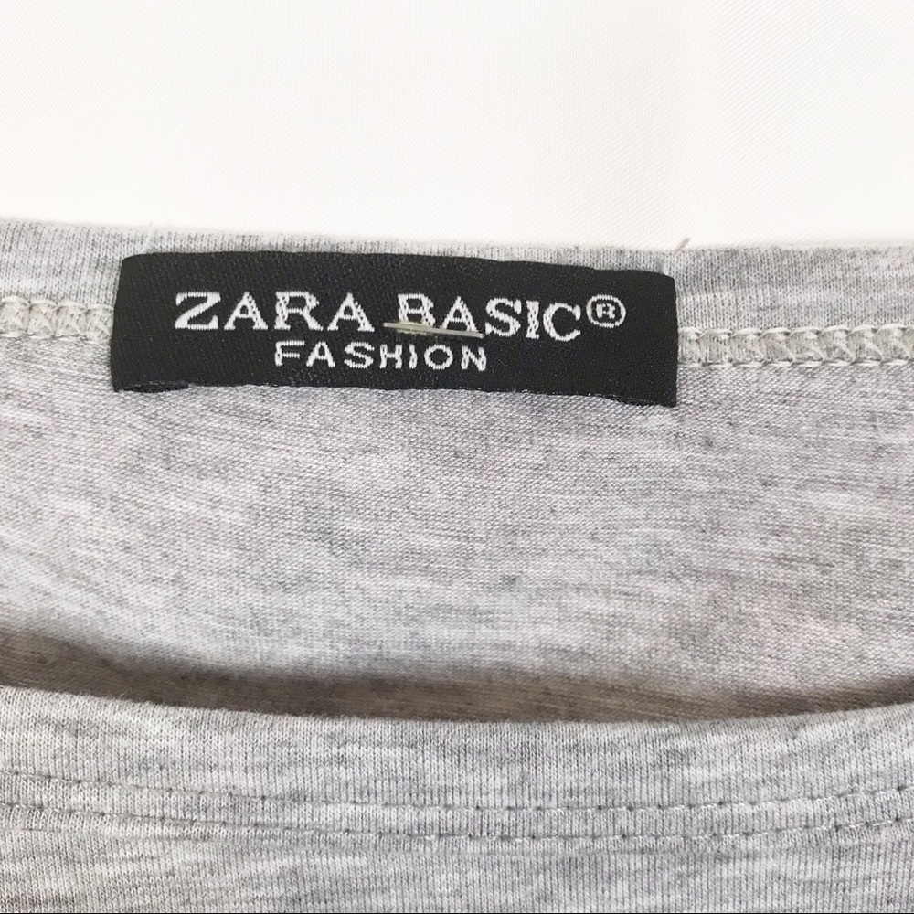 🌺ZARA Basic Graphic Crop T-shirt-Gray - Picture 5 of 5